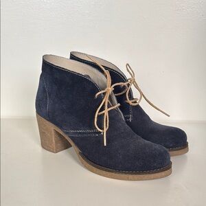 Renee C Navy Suede Ankle Heeled Boots